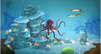 Picture of Backdrop Underwater Fantasy: Coral Reef Octopus  12m x 6m