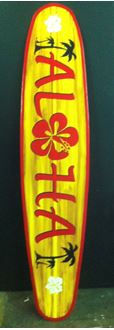 Picture of Surfboard Cutout - 6 - Yellow/Red Aloha