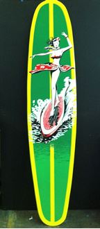 Picture of Surfboard Cutout -  7 - Green/Yellow with female surfer