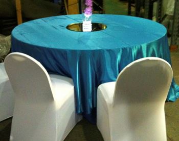 Picture of Tablecloth Aqua Blue Satin 3.3m round