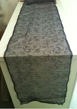 Picture of Table Runner Black Embossed Net 