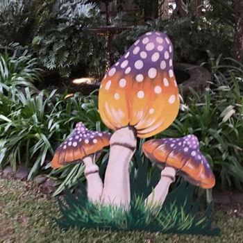 Picture of Cutout Toadstool Mushroom 1 - Purple & Yellow