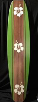Picture of Surfboard Cutout 10 - Brown/Green with white hibiscus