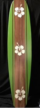 Picture of Surfboard Cutout - 10 - Brown/Green with white hibiscus