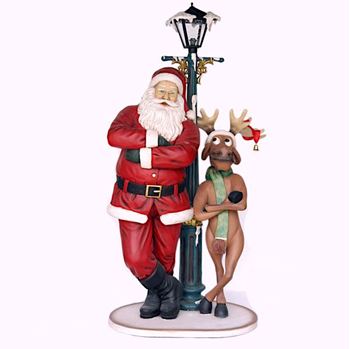 Picture of Santa & Reindeer with street lamp