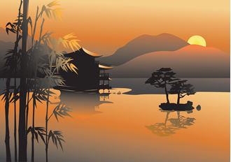 Picture of Japanese Sunset Landscape 4.2m W x 3m H