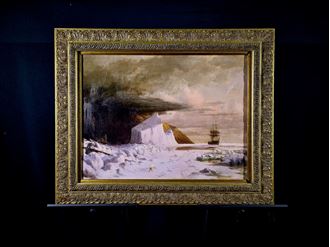 Picture of Ice Glacier and shipe scenic framed patining 