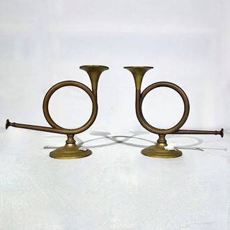 Picture of French Horn Brass Candle Holders
