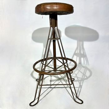 Picture of Vintage Steel and Leather Stool